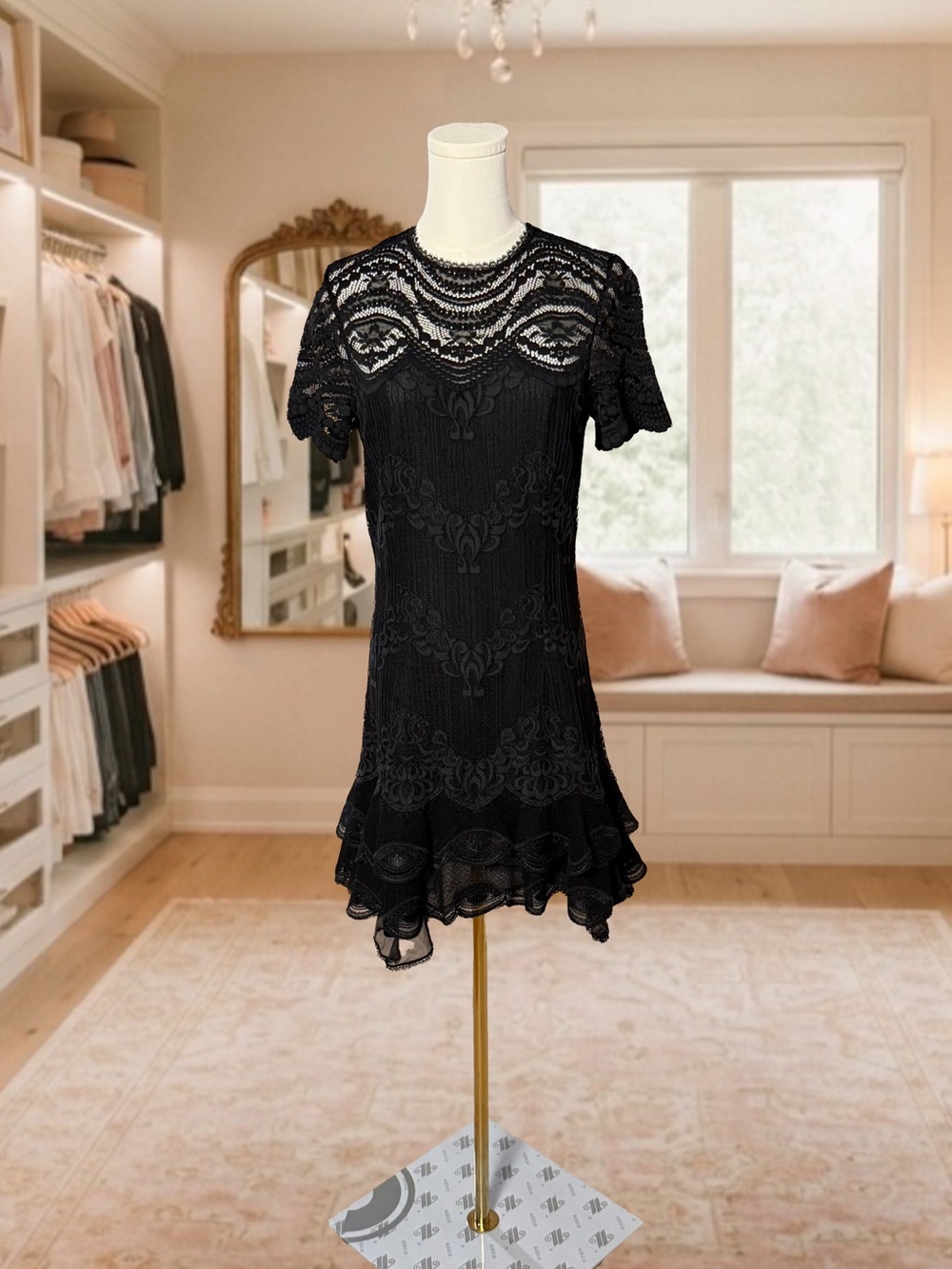 Jonathan Simkhai Mixed Black Lace Mini Dress
